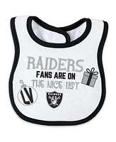 Wear by Erin Andrews Baby Boys and Girls Las Vegas Raiders Allover Print Full-Zip Sleeper with Bib Set