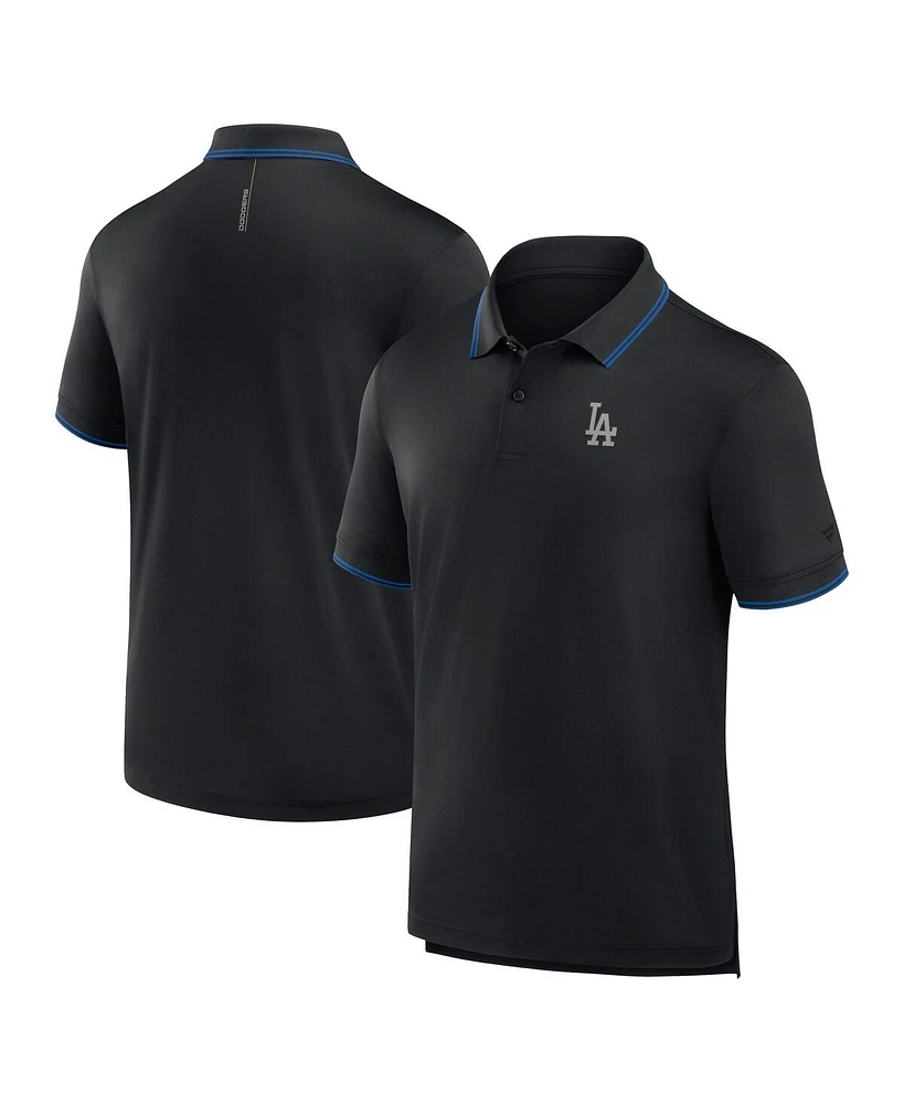 Fanatics Men's Black Los Angeles Dodgers Front Office Move Mono Pique Polo Shirt