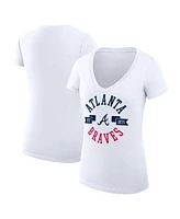 G-iii 4Her by Carl Banks Women's White Atlanta Braves City Graphic V-Neck Fitted T-Shirt