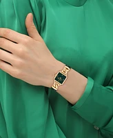 Coach Women's Cass Gold Tone Stainless Steel and Dark Green Leather Calfskin Strap Watch, 22mm
