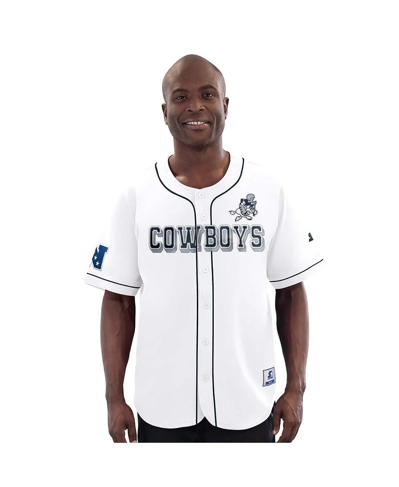 G-iii Sports by Carl Banks Men's White Dallas Cowboys Throwback Relay Baseball Jersey