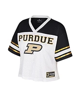 Colosseum Women's White Purdue Boilermakers Treasure Cropped Football Jersey