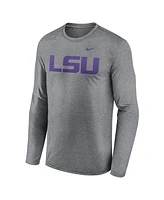 Nike Men's Heather Gray Lsu Tigers Primetime Primary Legend Long Sleeve T-Shirt