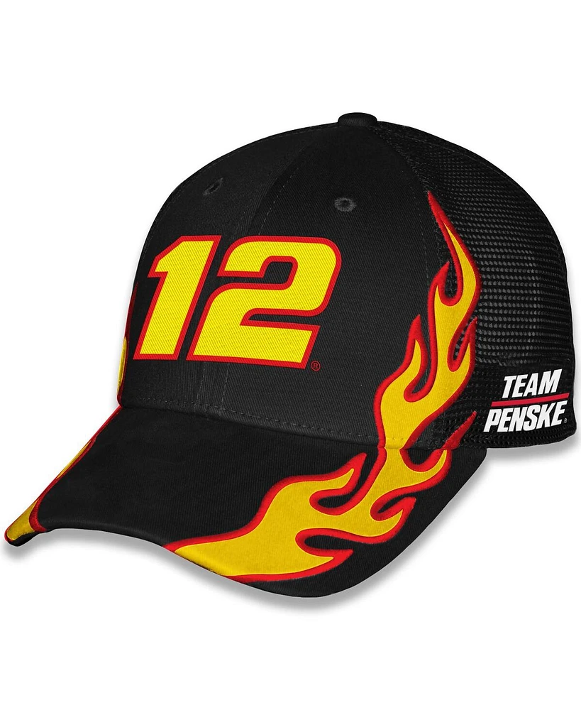 Checkered Flag Sports Men's and Women's Black Ryan Blaney Menards Flame Trucker Adjustable Hat
