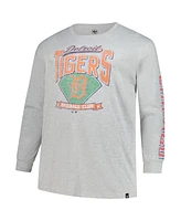 '47 Brand Men's Gray Detroit Tigers Big Tall Distressed Franklin Long Sleeve T-Shirt