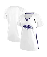 Fanatics Women's White Baltimore Ravens Plus Glitter Lace-Up V- Neck T-Shirt