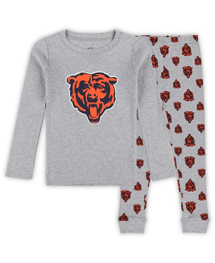 Outerstuff Preschool 2-Piece Heather Gray Chicago Bears Long Sleeve T-Shirt and Pants Sleep Set