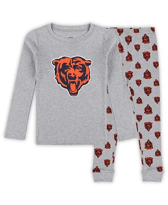 Outerstuff Preschool 2-Piece Heather Gray Chicago Bears Long Sleeve T-Shirt and Pants Sleep Set