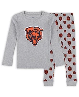 Outerstuff Preschool 2-Piece Heather Gray Chicago Bears Long Sleeve T-Shirt and Pants Sleep Set