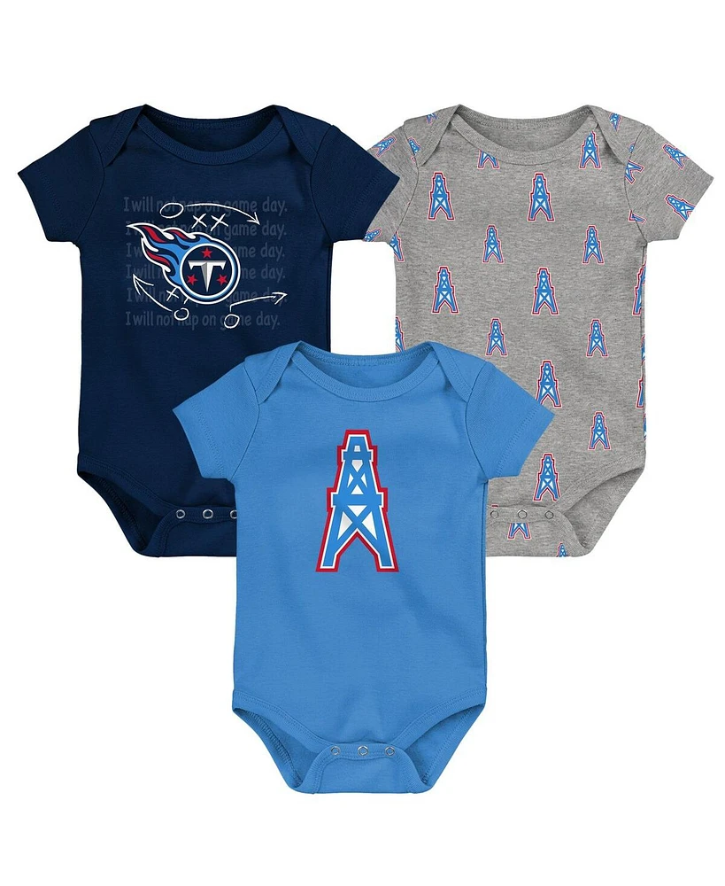 Outerstuff Baby Boys and Girls 3-Pack Tennessee Titans Oilers Throwback Team Starter Bodysuit
