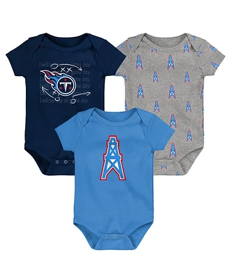 Outerstuff Baby Boys and Girls 3-Pack Tennessee Titans Oilers Throwback Team Starter Bodysuit