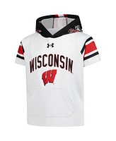 Under Armour Big Boys and Girls White Wisconsin Badgers Fuse Jersey Raglan Hooded T-Shirt