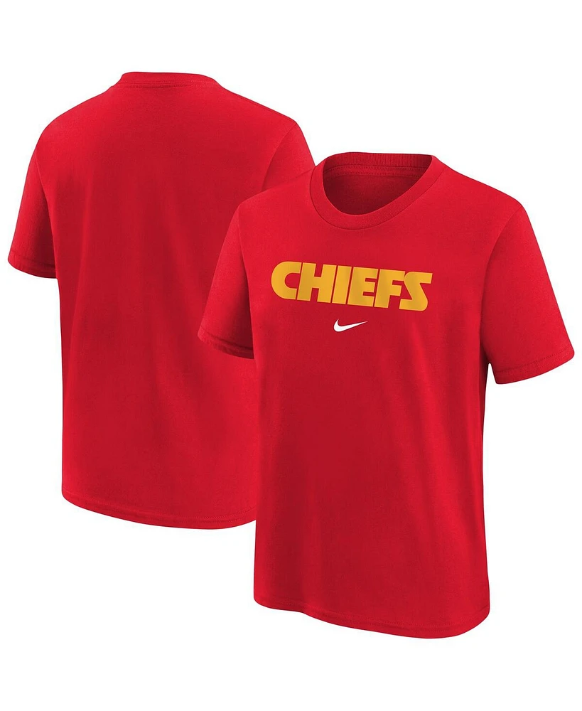Nike Big Boys and Girls Red Kansas City Chiefs Team Wordmark T-Shirt