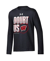 Under Armour Big Boys and Girls Black Wisconsin Badgers March Madness Unity Long Sleeve T-Shirt