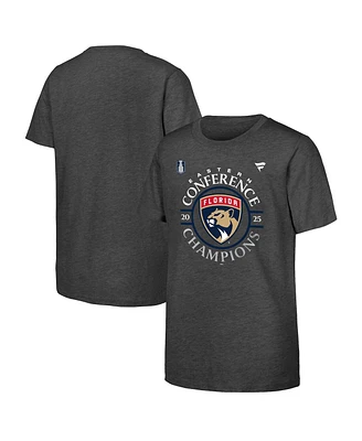Fanatics Big Boys and Girls Heather Gray Florida Panthers 2025 Eastern Conference Champions Locker Room T-Shirt