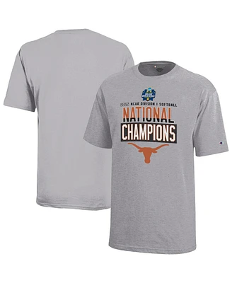 Champion Big Boys and Girls Gray Texas Longhorns 2025 Ncaa Softball Women's College World Series Champions Locker Room T-Shirt