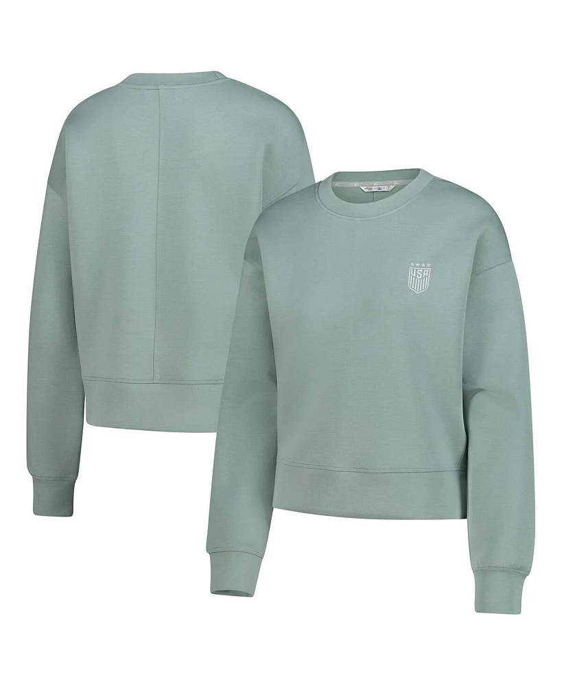 LevelWear Women's Green Uswnt Luxe Sponge Tri-Blend Pullover Sweatshirt