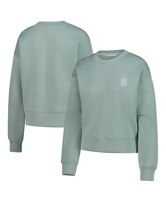 LevelWear Women's Green Uswnt Luxe Sponge Tri-Blend Pullover Sweatshirt
