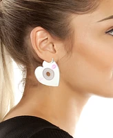 Betsey Johnson Rhodium Straight Heart Cd Hoop Earrings