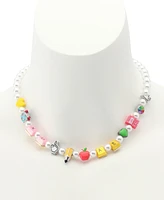 Betsey Johnson Faux Stone Straight Back to School Motif Cultivated Pearl Collar Necklace