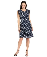 R & M Richards Women's Printed Metallic-Stripe A-Line Dress