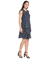 R & M Richards Women's Printed Metallic-Stripe A-Line Dress
