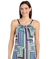 R & M Richards Women's Sleeveless Shirred-Collar Maxi Dress
