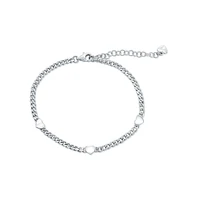 Simona Sterling Silver, Heart Cuban Bracelet
