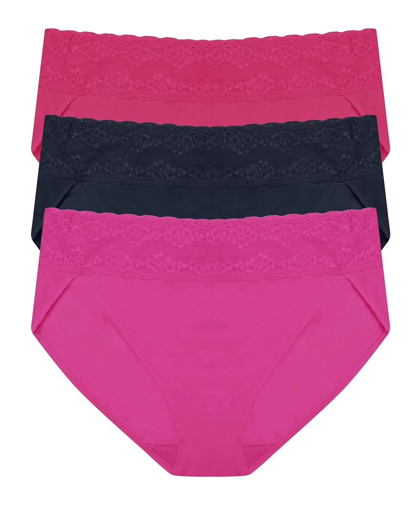 Natori Women's Bliss Perfection Cotton Stretch One Size French Cut Brief 3PK