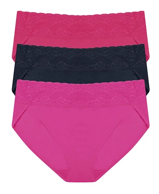 Natori Women's Bliss Perfection Cotton Stretch One Size French Cut Brief 3PK