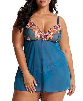 Adore Me Babette Women's Plus-Size Babydoll & G-String Set Lingerie