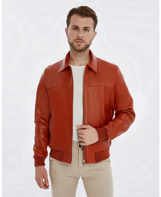 Furniq Uk Men's Leather Bomber Jacket, Created for Macy's