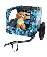 Heavy Duty Pet Bike Trailer - All-Terrain Wheels, Blue/Grey