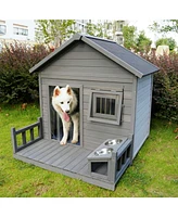 Streamdale Furniture Large Balcony Dog House with Terrace & Cleaning Mat