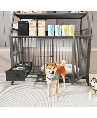 Large Pet Cage with Storage - Black/Gray