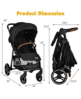 Costway High Landscape Baby Stroller Pushchair with Expandable & Footmuff Canopy 20 lbs. 0-3 Years