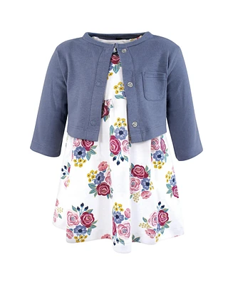 Hudson Baby Girls Cotton Dress and Cardigan Set