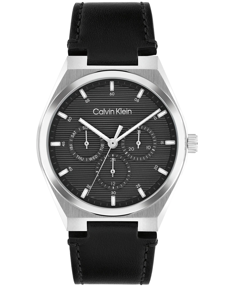 Calvin Klein Men's Black Leather Strap Watch, 39mm