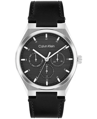 Calvin Klein Men's Black Leather Strap Watch, 39mm