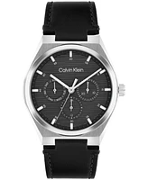 Calvin Klein Men's Black Leather Strap Watch, 39mm