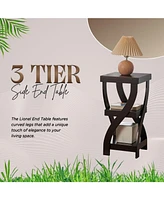 Kings Brand Furniture 3 Tier End Table - Square for Bedroom with Shelves Shelf Small Bookshelf