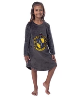 Harry Potter Girls' Hogwarts Houses Crest Long-Sleeve Fleece Pajama Kids Nightgown - All