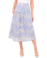 CeCe Women's Eyelet-Embroidered Wide-Waist Midi Skirt