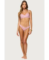 Edikted Women's Pip Striped Ruffle Edge Bikini Bottom