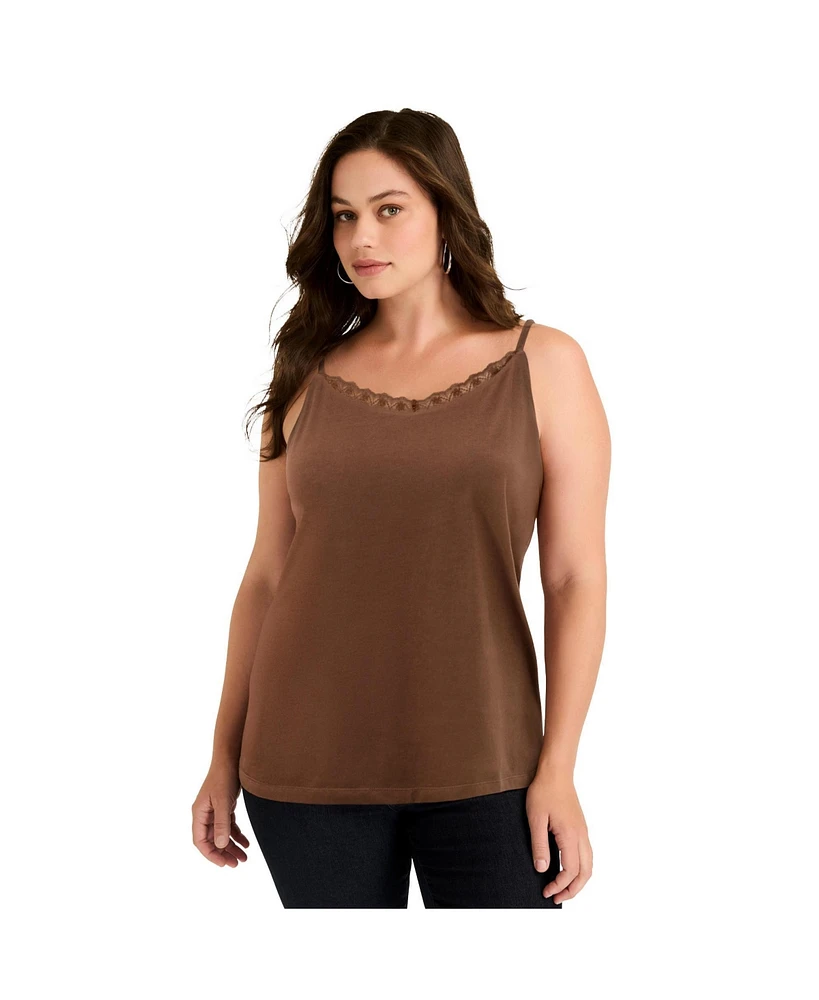 June + Vie Women's Plus Lace-Trim Bra Cami