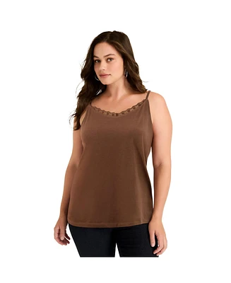 June + Vie Women's Plus Lace-Trim Bra Cami
