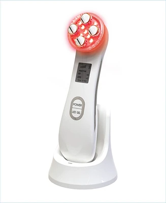 Tzumi Radio Frequency Microcurrent Facial Device 5 Light Face Corrector, Multi Color Mode Red Light Therapy for Face Massager Tool