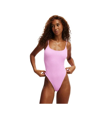 Cotton On Women's Thin Strap Low Scoop One Piece Cheeky