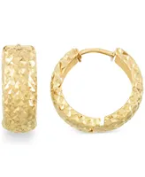 Textured Huggie Hoop Earrings in 14k Gold