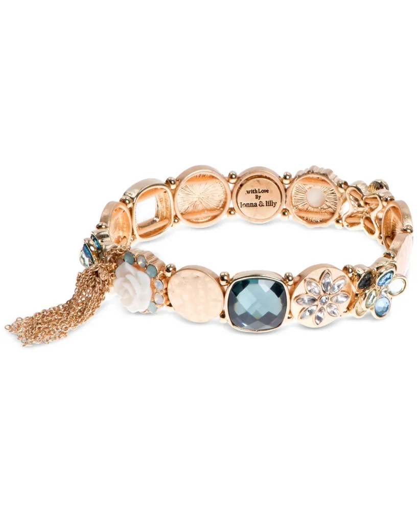 lonna & lilly Gold-Tone Multi-Crystal Link Bracelet